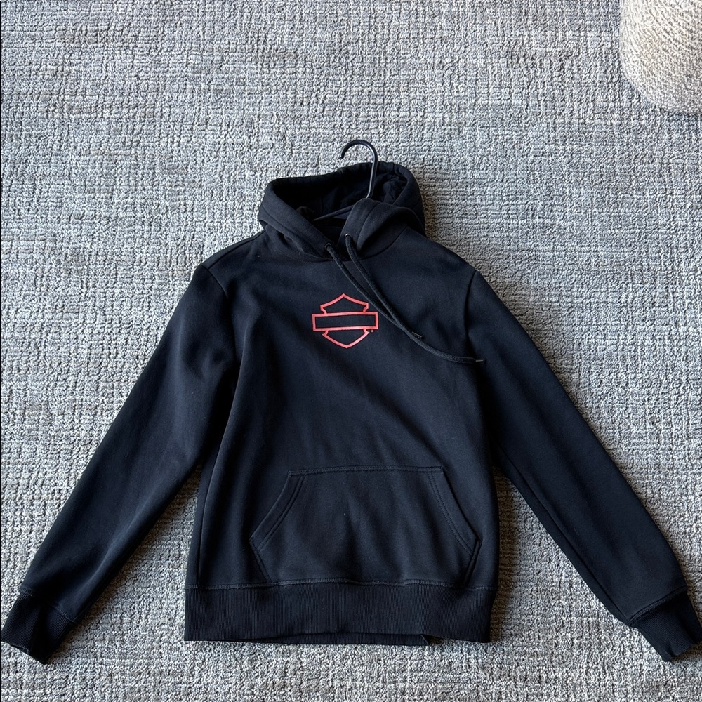 Harley-Davidson Black Hoodie with Orange Emblem